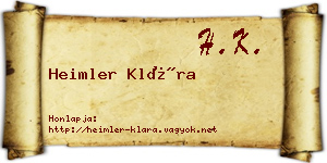 Heimler Klára névjegykártya